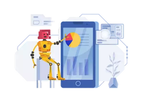 Robot doing data analysis